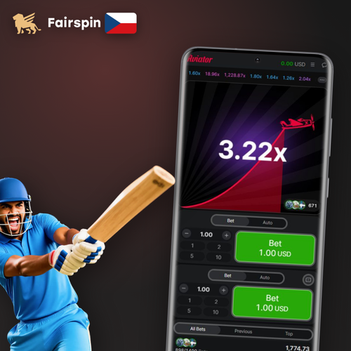 Červené letadlo Aviator stoupá po křivce multiplikátoru ve Fairspin Casino
