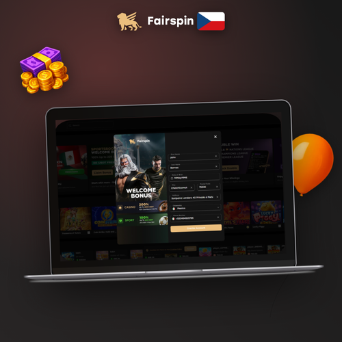Fairspin Casino jak vyhrát: hráč u notebooku s grafem a štítem zodpovědného hraní