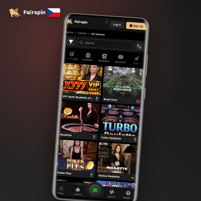 Fairspin Casino aplikace s živým krupiérem u ruletového stolu v HD