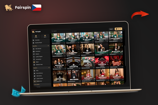 Hráč využívá zákaznickou podporu Fairspin Casino přes živý chat na notebooku